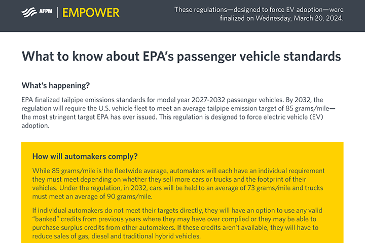 EPA tailpipe emissions standards
